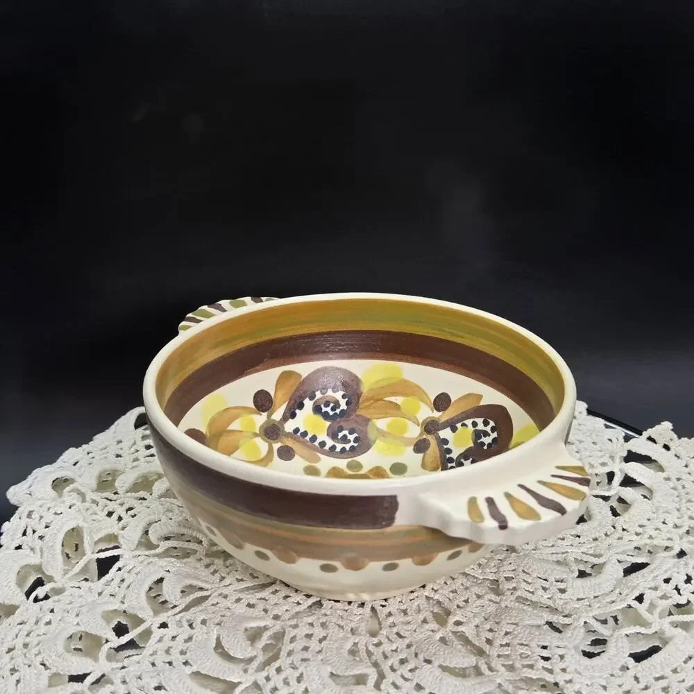 Quimper Pottery Bowl Vintage Collectible Brown Heart Handpainted France